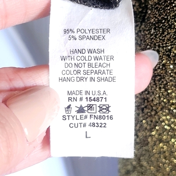 Fashion Nova gold long puff sleeves‎ glittery crop top women's large - Picture 13 of 16